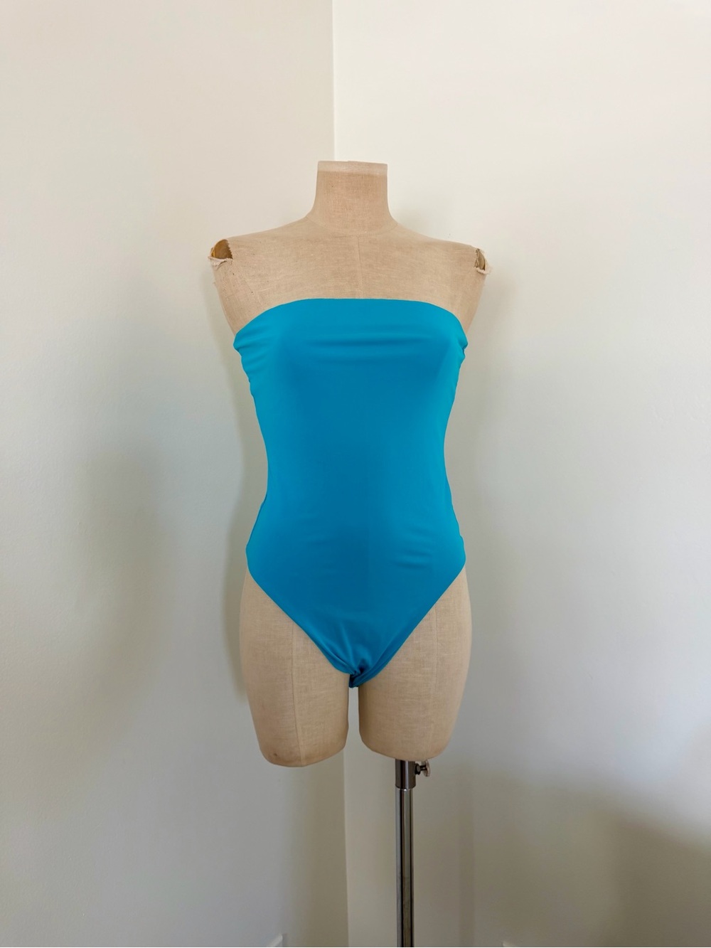 Turquoise Strapless body suit/ swim suit